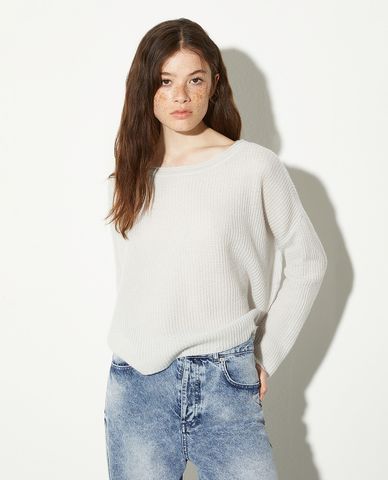  MAX&Co. - Áo dệt kim nữ cổ thuyền tay dài Baseball 