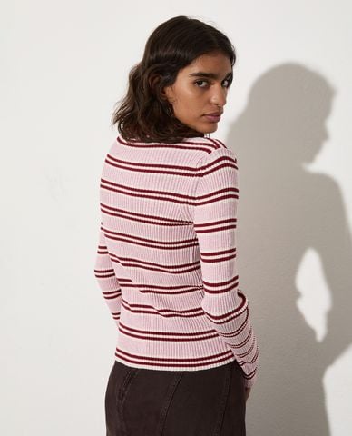  MAX&Co. - Áo dệt kim nữ cổ bẻ tay dài kẻ sọc Mcolocusta 