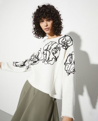  MAX&Co. - Áo dệt kim nữ cổ thuyền tay dài Ghiaia 