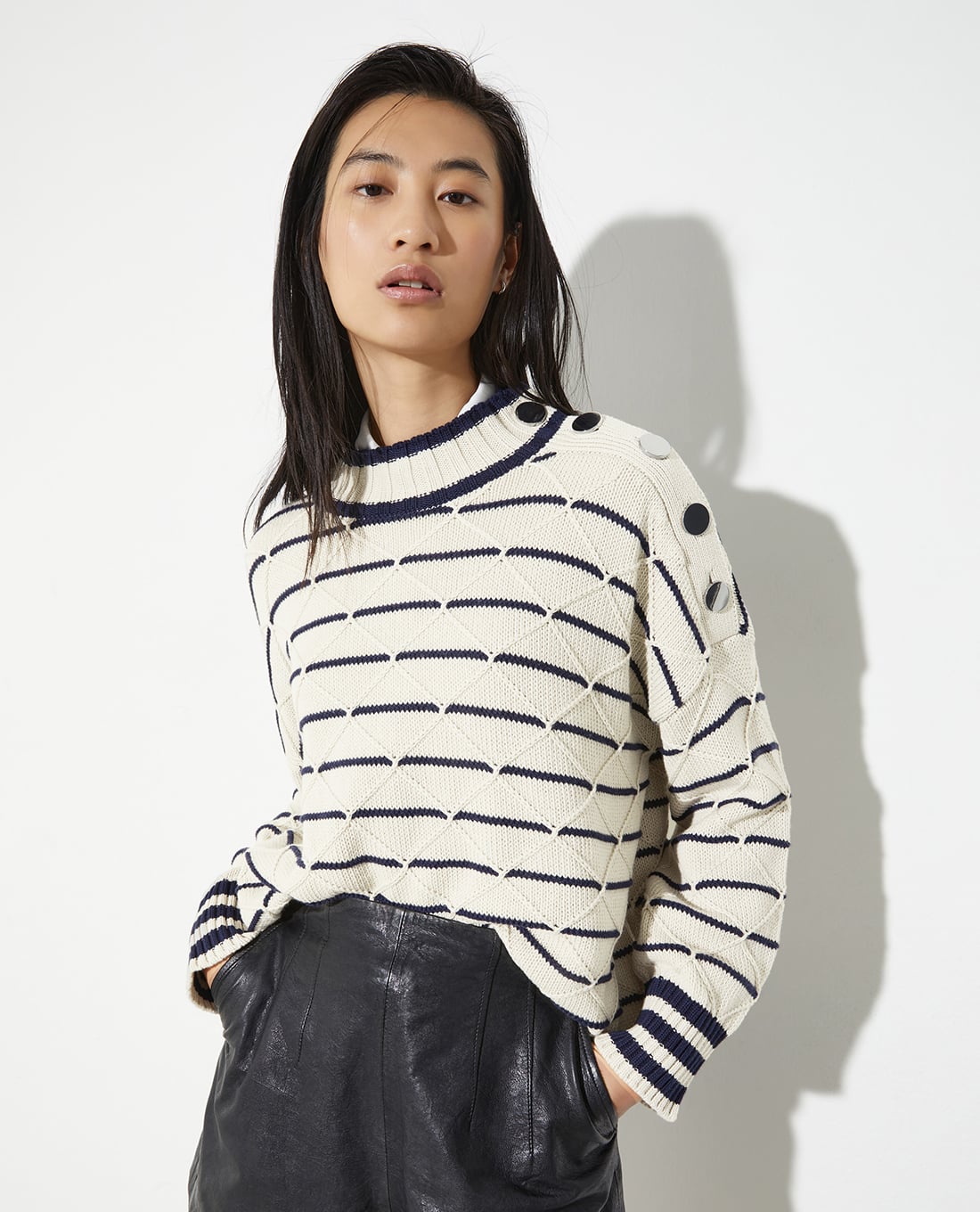 MAX&Co. - Áo sweater nữ cổ tròn tay dài kẻ sọc Papaile