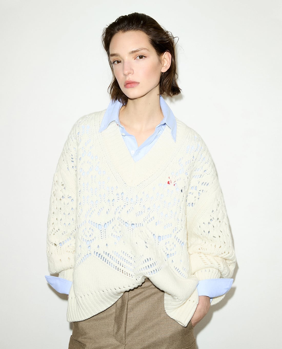 MAX&Co. - Áo sweater nữ cổ V tay dài Mcotubo