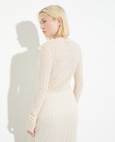  MAX&Co. - Áo dệt kim nữ cổ tròn tay dài xuyên thấu Iside 