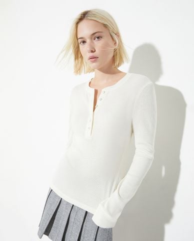  MAX&Co. - Áo dệt kim nữ cổ tròn tay dài Cacao 