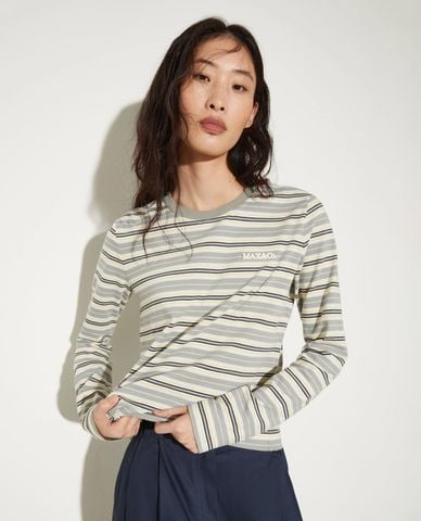  MAX&Co. - Áo thun nữ cổ tròn tay dài kẻ sọc Mcomedusa 