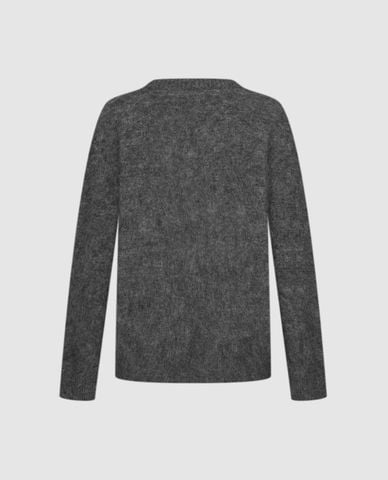  URBAN REVIVO - Áo dệt kim nữ cổ tròn tay dài phối họa tiết 