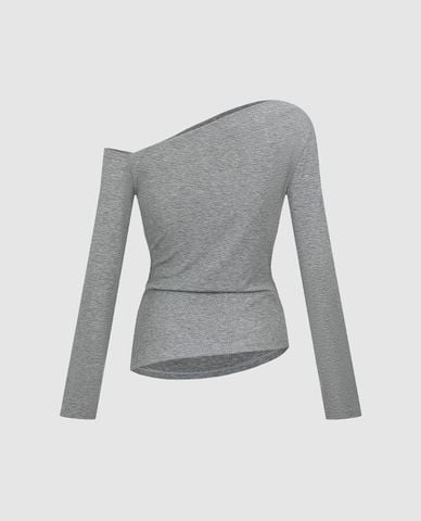  URBAN REVIVO - Áo trễ vai nữ tay dài phom ôm 