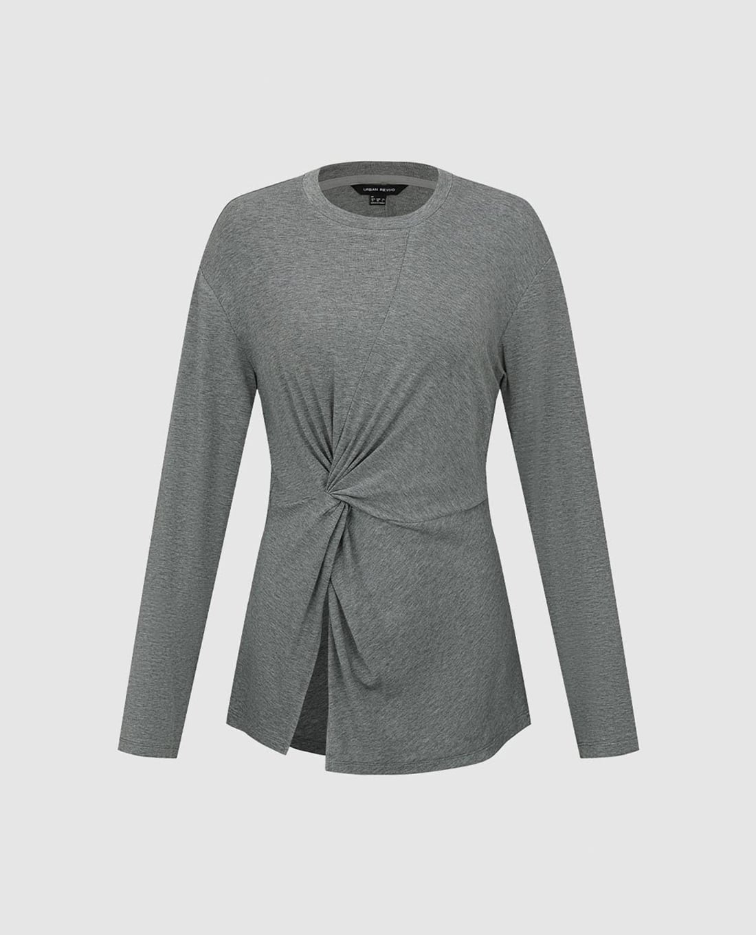 URBAN REVIVO - Áo kiểu nữ cổ tròn tay dài xoắn eo
