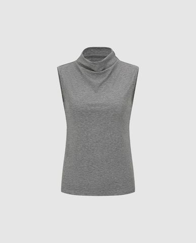  URBAN REVIVO - Áo sát nách nữ cổ cao dáng ôm 