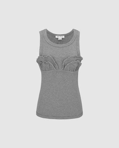  URBAN REVIVO - Áo ba lỗ nữ phối bèo phom ôm 