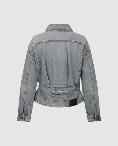  URBAN REVIVO - Áo khoác denim nữ đính đinh tán 