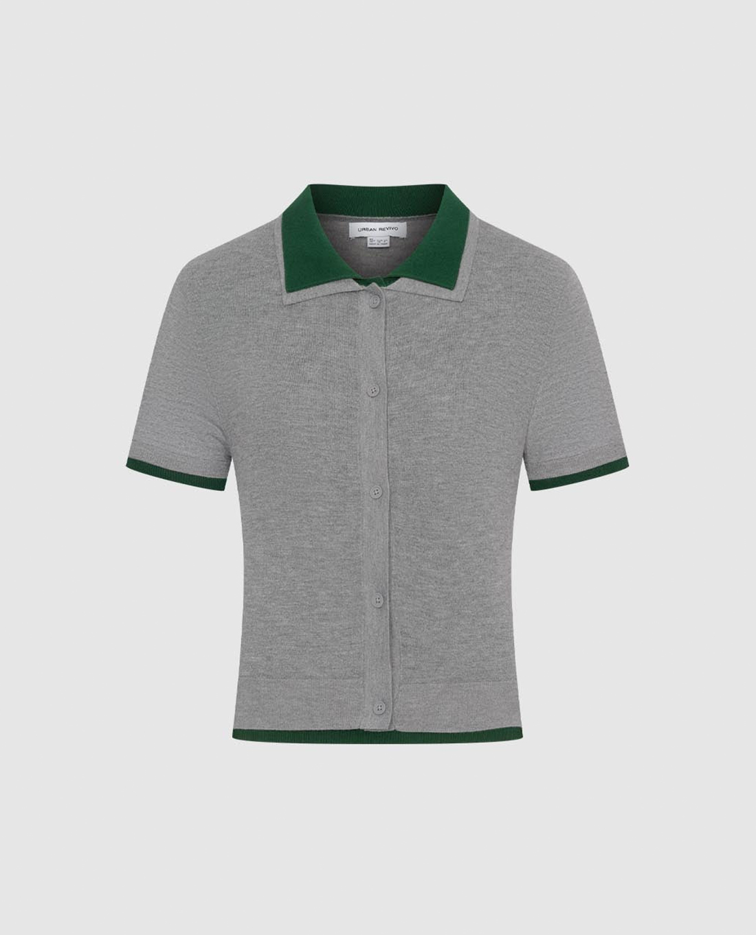 URBAN REVIVO - Áo polo nữ dệt kim cổ bẻ tay ngắn