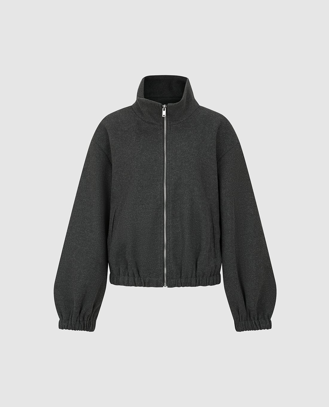 URBAN REVIVO - Áo khoác bomber nữ cổ trụ khóa kéo
