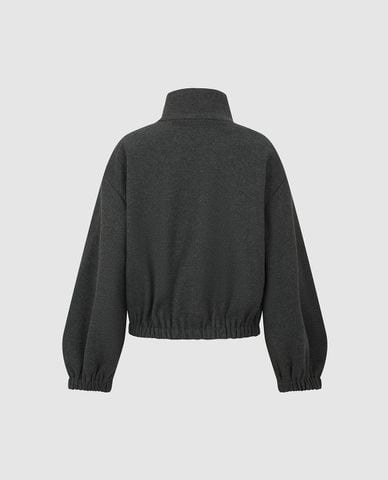  URBAN REVIVO - Áo khoác bomber nữ cổ trụ khóa kéo 