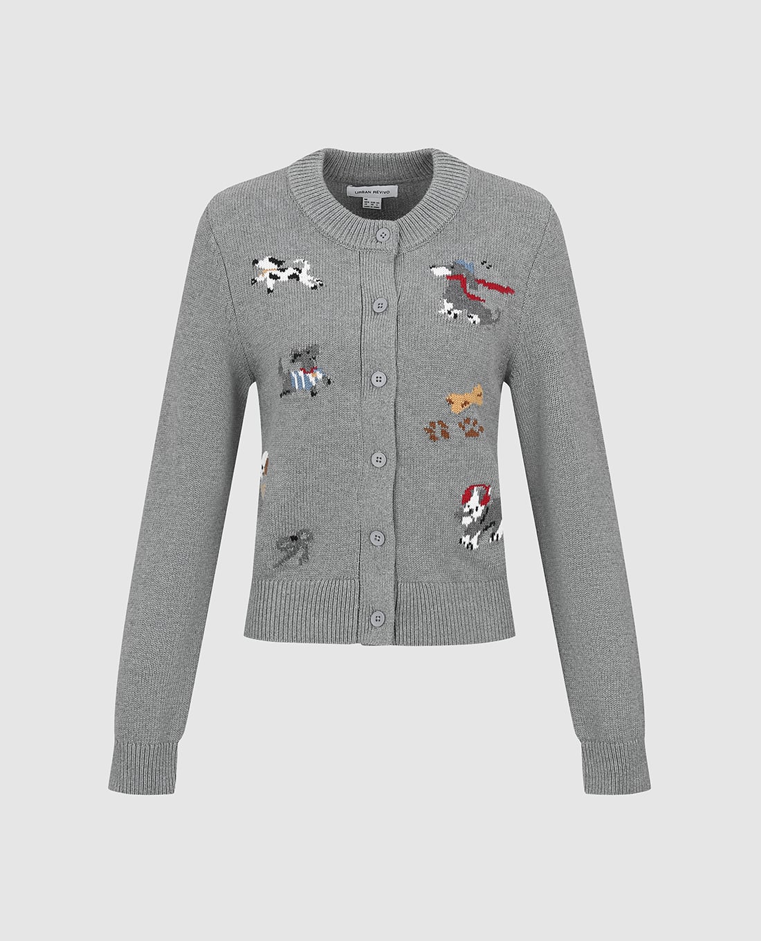 URBAN REVIVO - Áo khoác cardigan nữ tay dài phối hoạ tiết