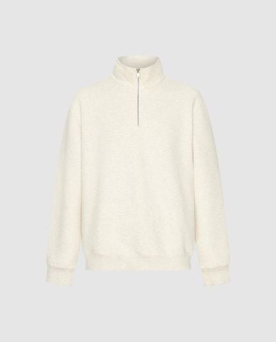  URBAN REVIVO - Áo sweatshirt nam cổ bẻ tay dài phối khóa 