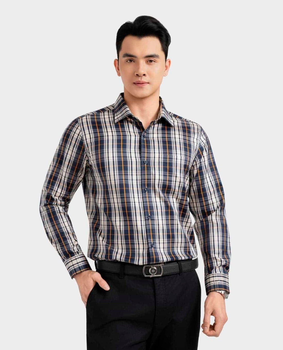 ARISTINO BUSINESS - Áo sơ mi nam cổ bẻ tay dài kẻ caro