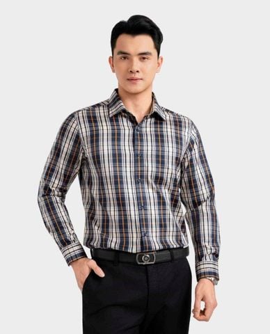  ARISTINO BUSINESS - Áo sơ mi nam cổ bẻ tay dài kẻ caro 