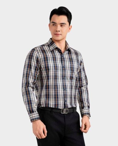  ARISTINO BUSINESS - Áo sơ mi nam cổ bẻ tay dài kẻ caro 