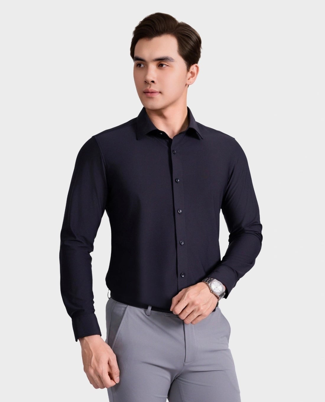 ARISTINO BUSINESS - Áo sơ mi nam cổ bẻ tay dài phom ôm