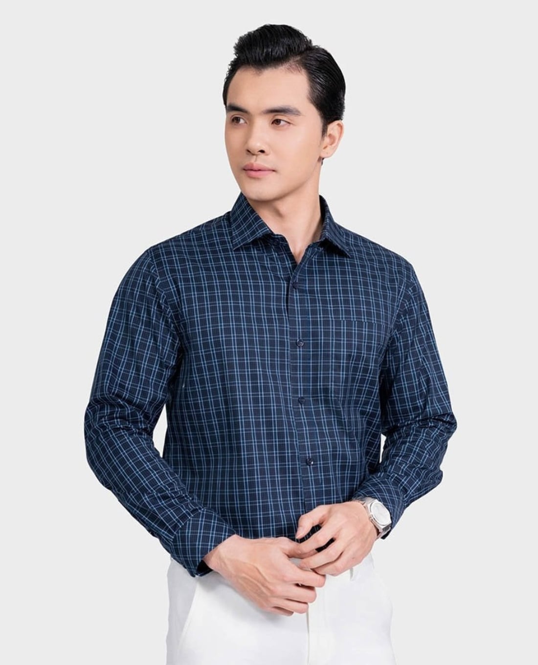 ARISTINO BUSINESS - Áo sơ mi nam cổ bẻ tay dài kẻ caro