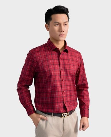  ARISTINO BUSINESS - Áo sơ mi nam cổ bẻ tay dài kẻ caro 
