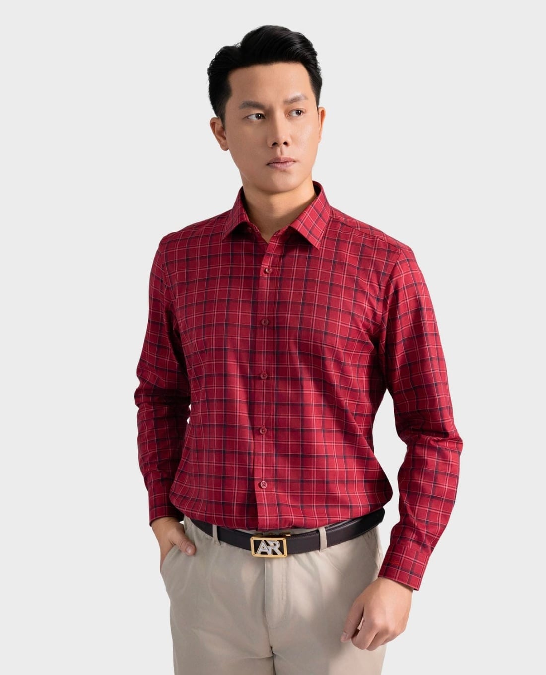 ARISTINO BUSINESS - Áo sơ mi nam cổ bẻ tay dài kẻ caro
