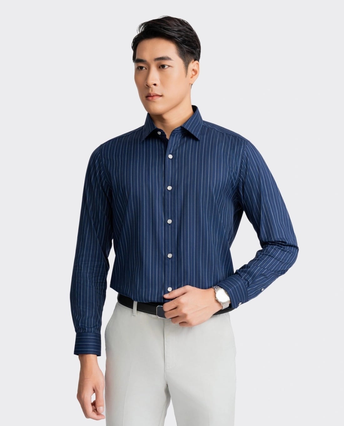 ARISTINO BUSINESS - Áo sơ mi nam cổ bẻ tay dài kẻ sọc