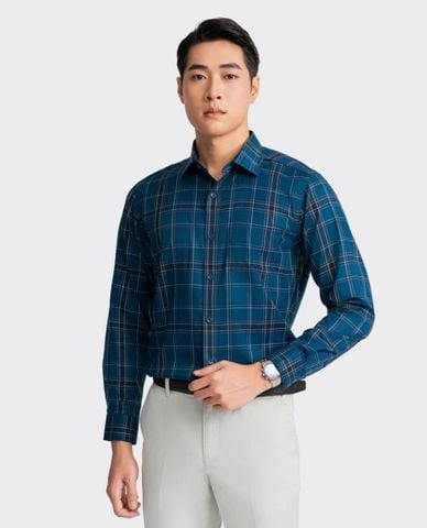  ARISTINO BUSINESS - Áo sơ mi nam cổ bẻ tay dài kẻ caro 