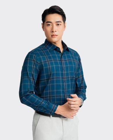  ARISTINO BUSINESS - Áo sơ mi nam cổ bẻ tay dài kẻ caro 