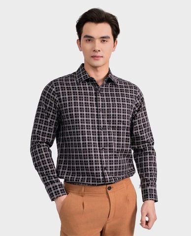  ARISTINO BUSINESS - Áo sơ mi nam cổ bẻ tay dài kẻ caro cổ điển 