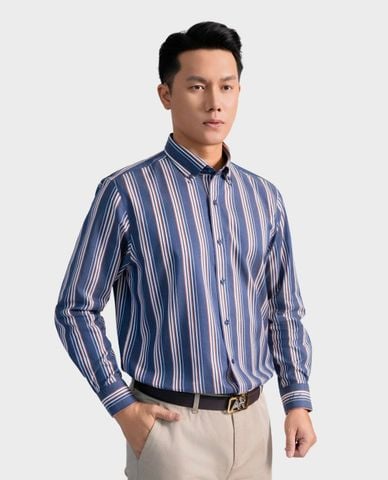  ARISTINO BUSINESS - Áo sơ mi nam cổ bẻ tay dài kẻ sọc 