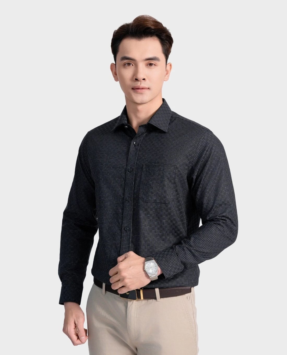 ARISTINO BUSINESS - Áo sơ mi nam cổ bẻ tay dài dệt họa tiết