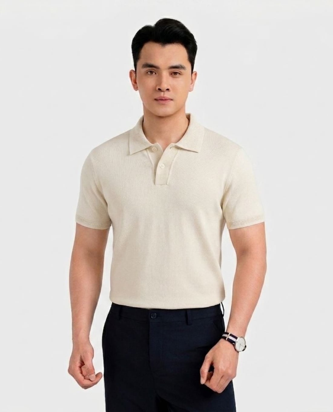 ARISTINO BUSINESS - Áo polo nam dệt kim cổ bẻ tay ngắn