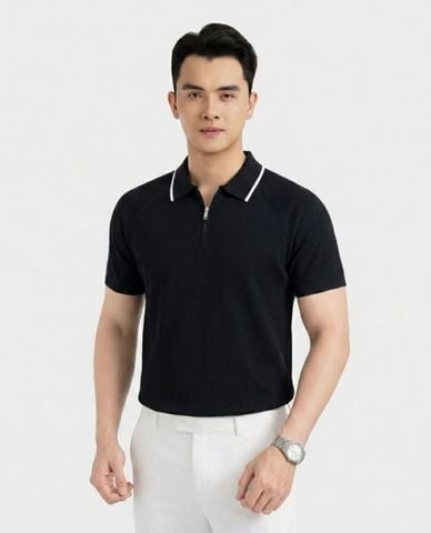  ARISTINO BUSINESS - Áo polo nam cổ bẻ tay ngắn phối viền 