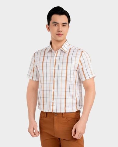  ARISTINO BUSINESS - Áo sơ mi nam cổ bẻ tay ngắn kẻ sọc 