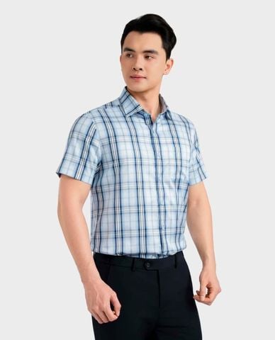  ARISTINO BUSINESS - Áo sơ mi nam cổ bẻ tay ngắn sọc caro 