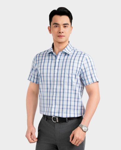 ARISTINO BUSINESS - Áo sơ mi nam cổ bẻ tay ngắn kẻ caro 