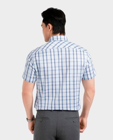  ARISTINO BUSINESS - Áo sơ mi nam cổ bẻ tay ngắn kẻ caro 