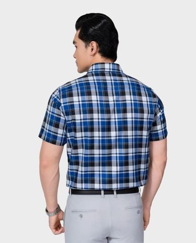  ARISTINO BUSINESS - Áo sơ mi nam cổ bẻ tay ngắn kẻ caro Fiero 