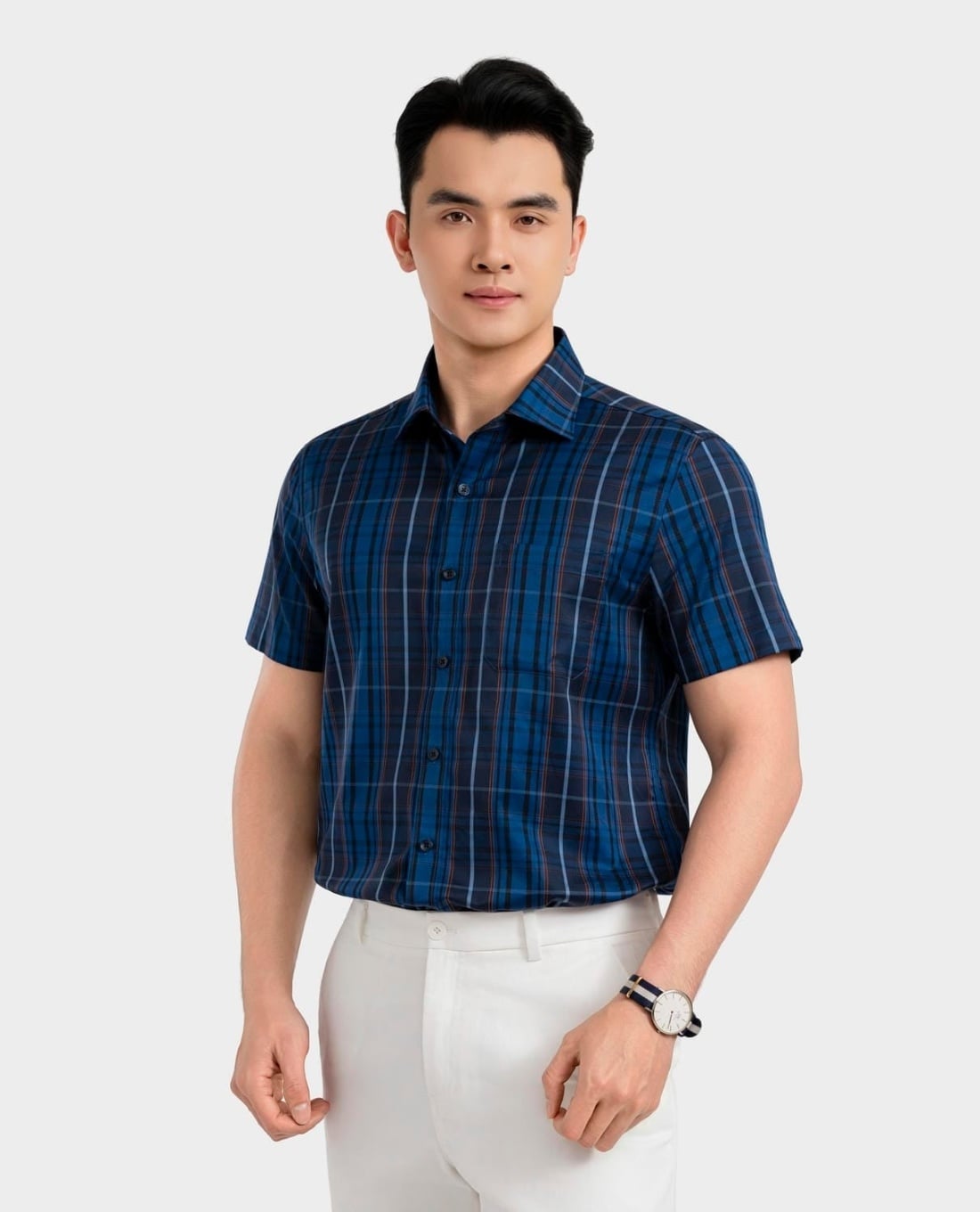 ARISTINO BUSINESS - Áo sơ mi nam cổ bẻ tay ngắn kẻ sọc