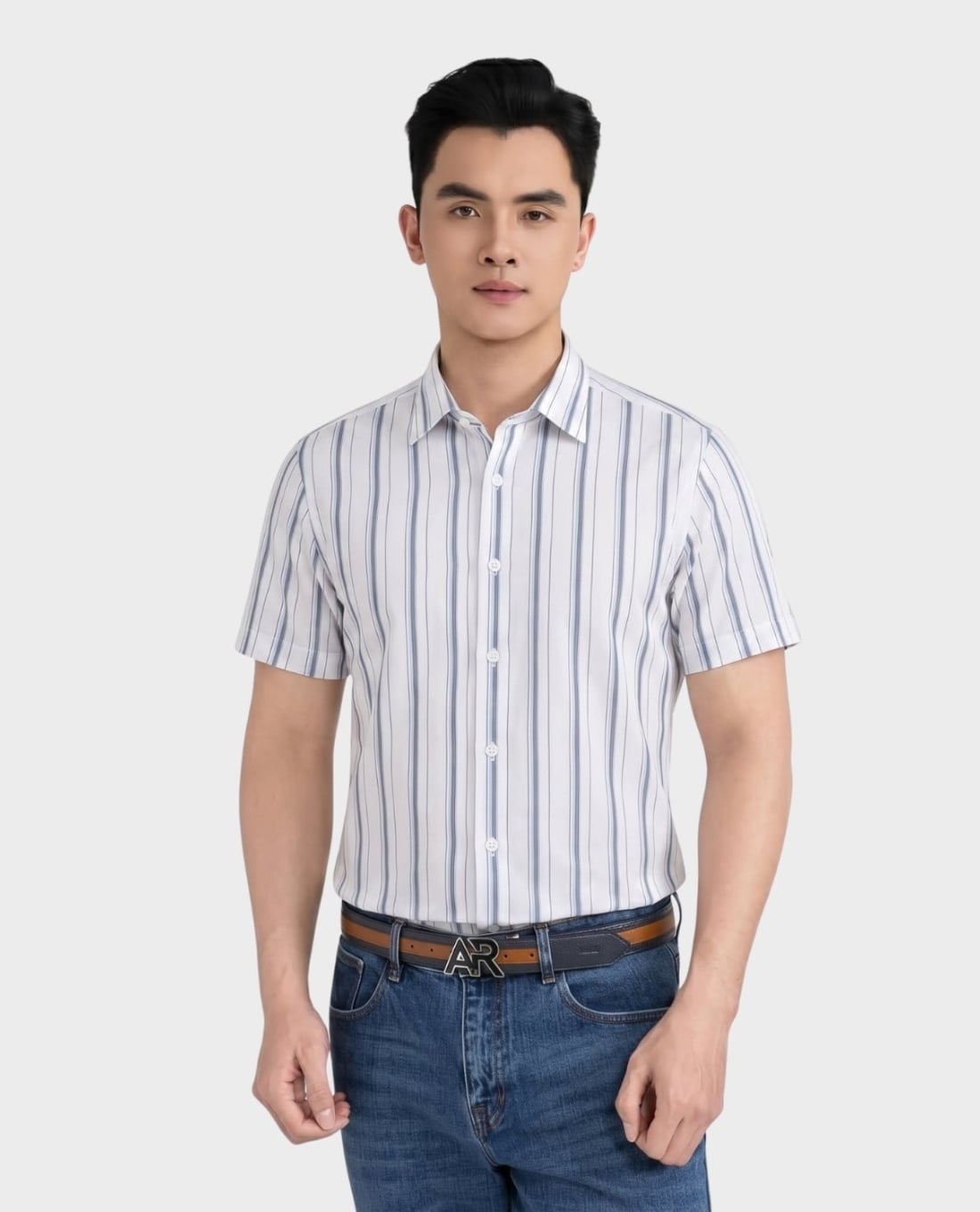 ARISTINO BUSINESS - Áo sơ mi nam cổ bẻ tay ngắn kẻ sọc thanh lịch