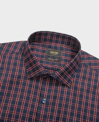  ARISTINO BUSINESS - Áo sơ mi nam cổ bẻ tay ngắn kẻ caro cổ điển 