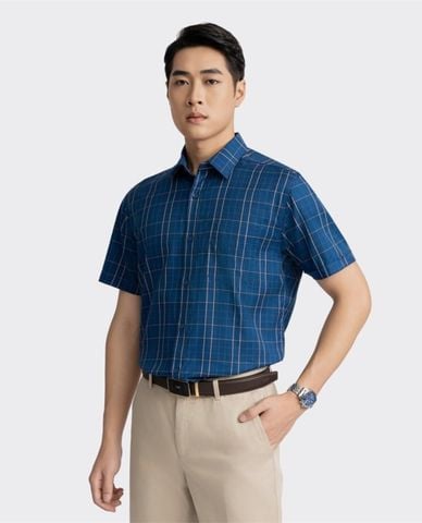  ARISTINO BUSINESS - Áo sơ mi nam cổ bẻ tay ngắn kẻ sọc cổ điển 
