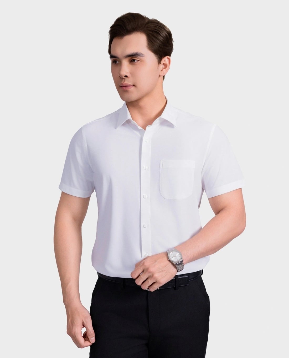 ARISTINO BUSINESS - Áo sơ mi nam cổ bẻ tay ngắn phối túi