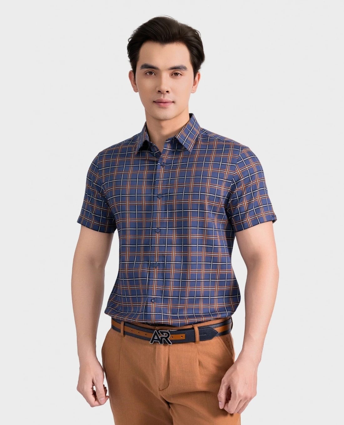 ARISTINO BUSINESS - Áo sơ mi nam cổ bẻ tay ngắn kẻ caro