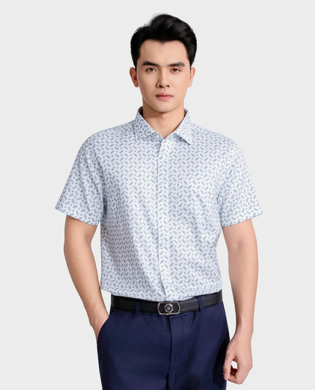 ARISTINO BUSINESS - Áo sơ mi nam cổ bẻ tay ngắn in họa tiết