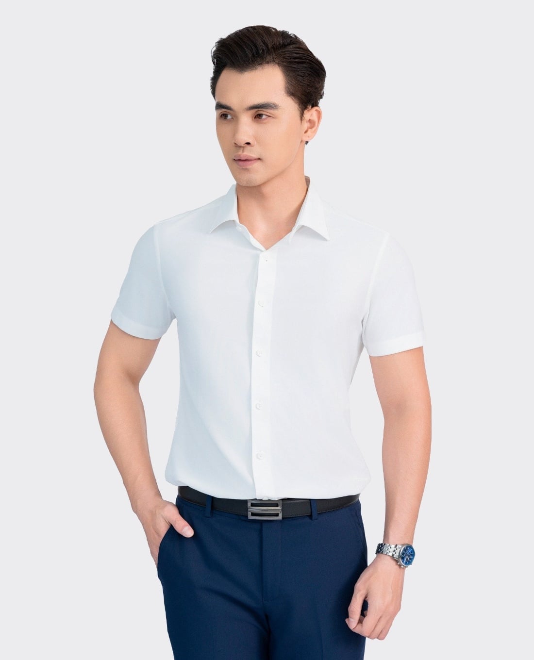 ARISTINO BUSINESS - Áo sơ mi nam cổ bẻ tay ngắn thanh lịch