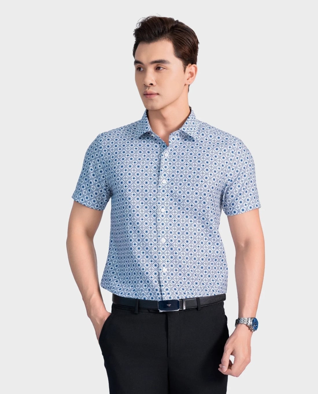 ARISTINO BUSINESS - Áo sơ mi nam cổ bẻ tay ngắn in họa tiết