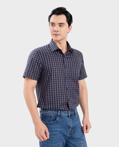  ARISTINO BUSINESS - Áo sơ mi nam cổ bẻ tay ngắn kẻ caro 