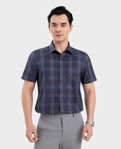  ARISTINO BUSINESS - Áo sơ mi nam cổ bẻ tay ngắn kẻ caro 